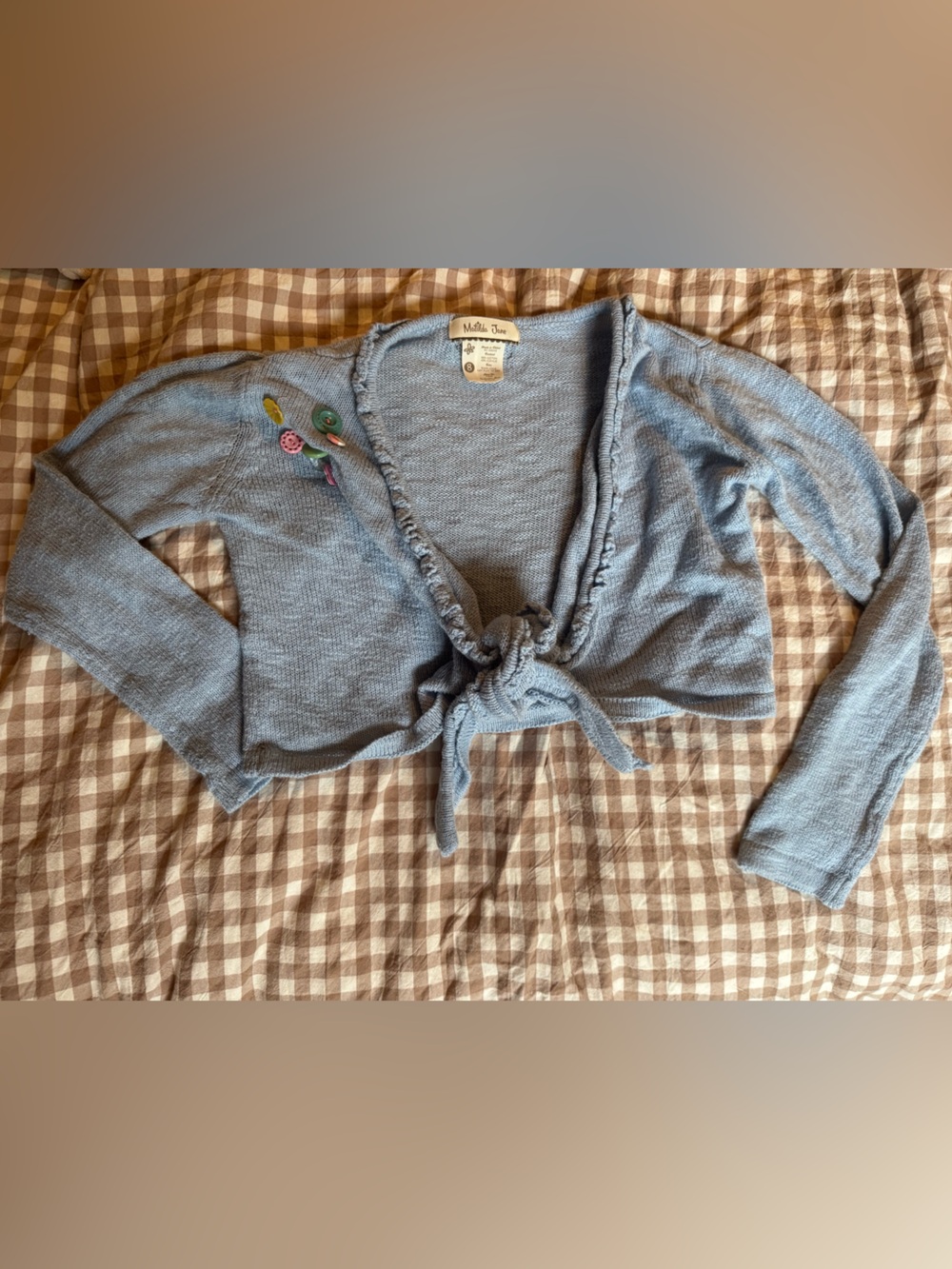 Matilda Jane Blue Tie Front Cropped Cardigan Shrug Size 8